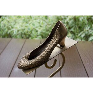 Designed For Capezio Of Toronto Pumps Women's Bronze Leather Woven Size 5 Italy